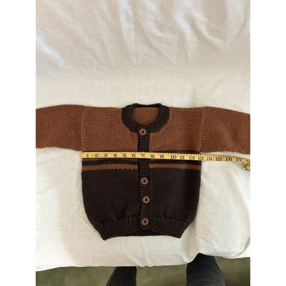 1-2T Boys Two-Tone, Hand Knitted Baby Cardigan Sweater, Warm, Soft & Comfy - Picture 6 of 14
